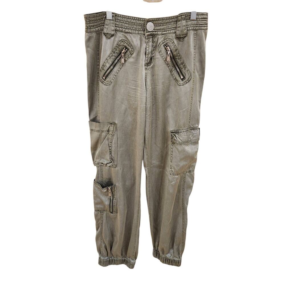 Z Cavaricci Vintage Parachute Pants Juniors Sz 9 Cargo Silky Green Y2K Festival